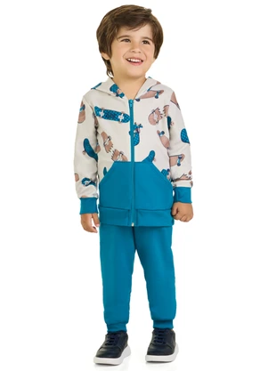 Marlan - Conjunto Menino Jaqueta e Calça em Moletom Azul - MARLAN