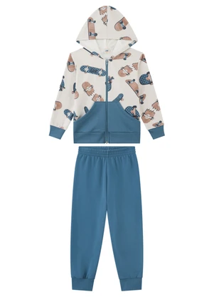 Marlan - Conjunto Menino Jaqueta e Calça em Moletom Azul - MARLAN