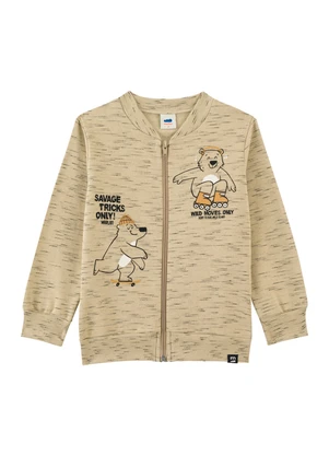 Marlan - Conjunto Menino Jaqueta e Calça em Moletom Bege - MARLAN