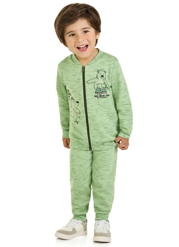 Marlan - Conjunto Menino Jaqueta e Calça em Moletom Verde