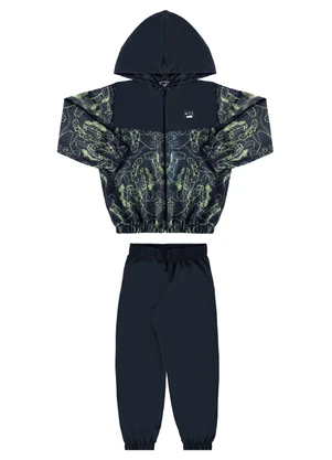 Marlan - Conjunto Menino Jaqueta e Calça Microfibra Preto - MARLAN