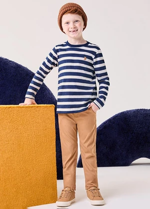 Bimbi - Conjunto Menino Manga Longa com Listras Azul - BIMBI