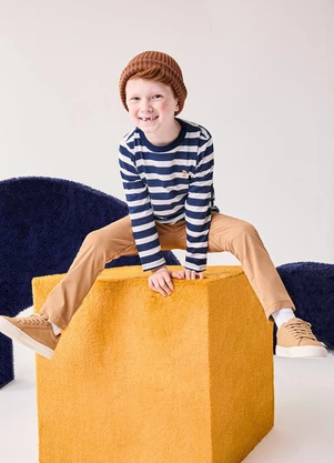 Bimbi - Conjunto Menino Manga Longa com Listras Azul - BIMBI