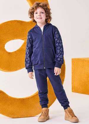Bimbi - Conjunto Menino Marinho com Capuz Dino Azul - BIMBI