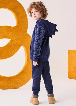 Bimbi - Conjunto Menino Marinho com Capuz Dino Azul - BIMBI