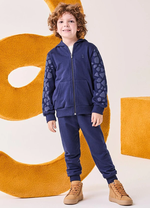 Bimbi - Conjunto Menino Marinho com Capuz Dino Azul