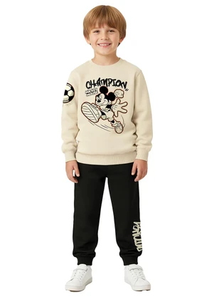 Malwee Kids - Conjunto Mickey Mouse® em Moletom Bege - MALWEE KIDS