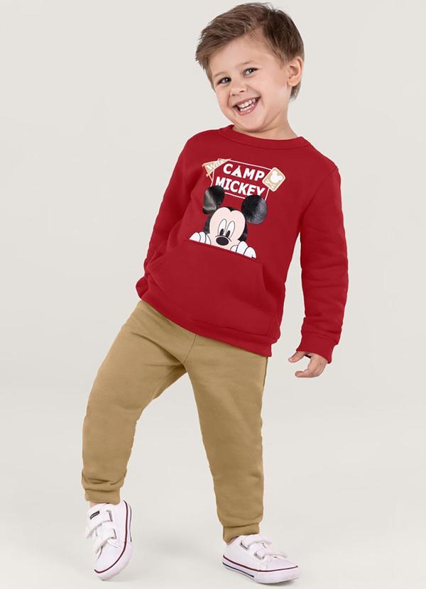 Brandili - Conjunto Mickey Mouse Infantil Menino Bordô
