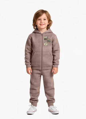Malwee Kids - Conjunto Modo Aventura em Moletinho Marrom - MALWEE KIDS