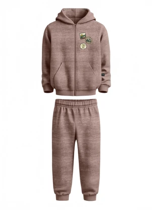 Malwee Kids - Conjunto Modo Aventura em Moletinho Marrom - MALWEE KIDS
