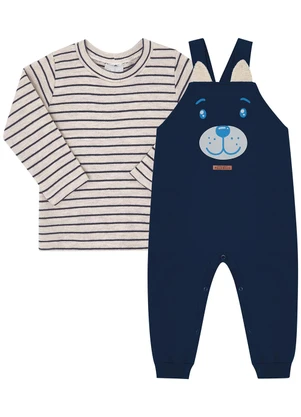 Pulla Bulla - Conjunto Moletinho e Suedine Fio Tinto Azul - PULLA BULLA