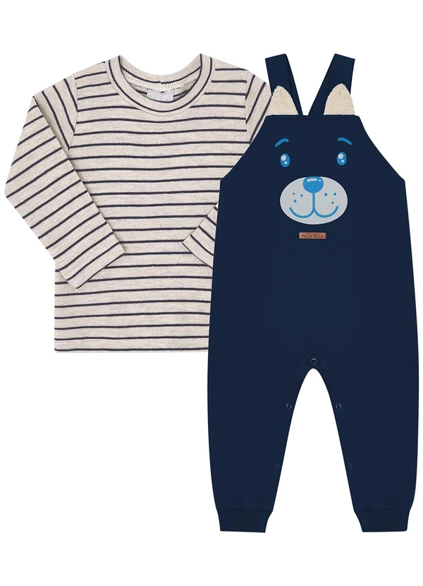 Pulla Bulla - Conjunto Moletinho e Suedine Fio Tinto Azul