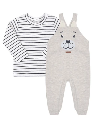 Pulla Bulla - Conjunto Moletinho e Suedine Fio Tinto Cinza - PULLA BULLA