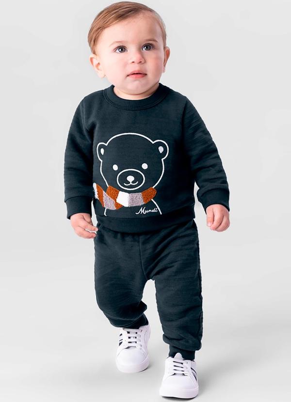 Mundi - Conjunto Moletom Bebê Menino Cinza