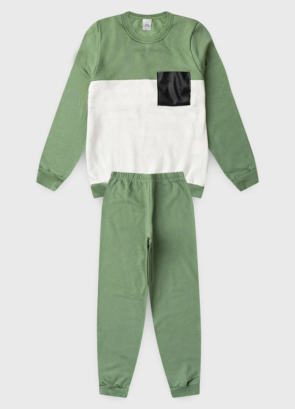 Vida Costeira - Conjunto Moletom Bicolor com Bolso Verde 5