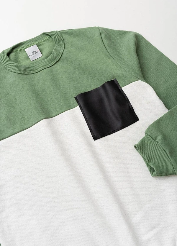 Vida Costeira - Conjunto Moletom Bicolor com Bolso Verde 6