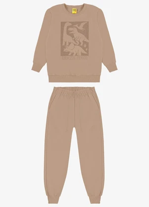 Rovi Kids - Conjunto Moletom Blusão e Calça Marrom - ROVI KIDS