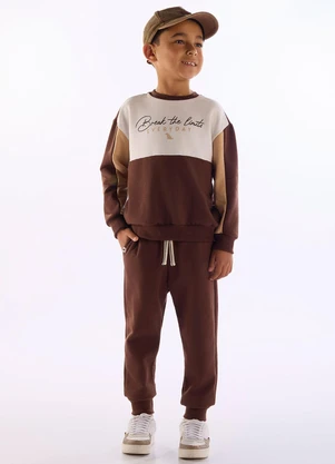 Quimby - Conjunto Moletom Blusão e Calça Marrom - QUIMBY