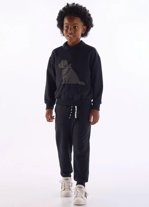 Quimby - Conjunto Moletom Blusão e Calça Preto - QUIMBY