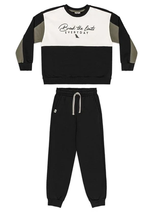 Quimby - Conjunto Moletom Blusão e Calça Preto - QUIMBY
