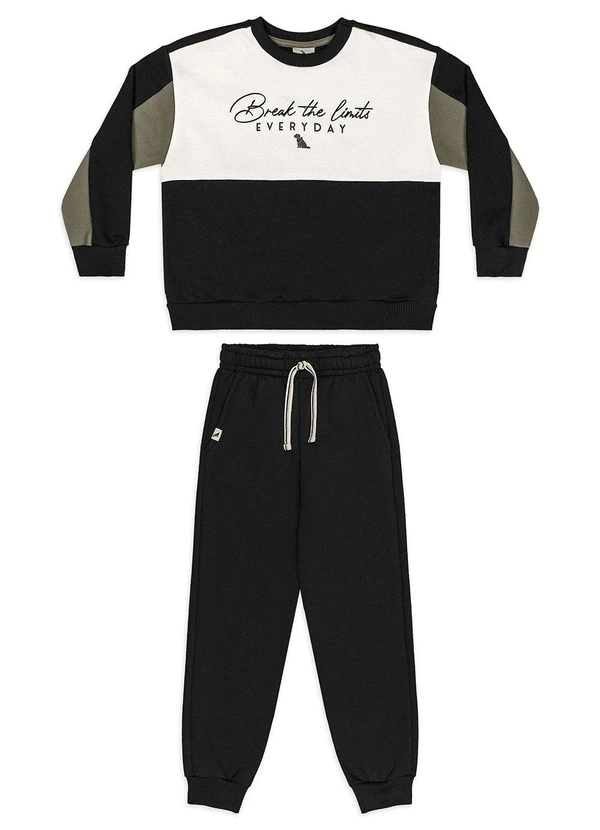 Quimby - Conjunto Moletom Blusão e Calça Preto 2