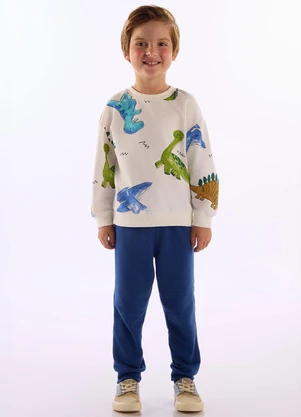 Up Baby - Conjunto Moletom Dino Branco - UP BABY