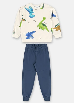 Up Baby - Conjunto Moletom Dino Branco - UP BABY