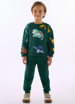 Up Baby - Conjunto Moletom Dino Verde - UP BABY