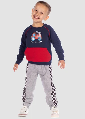 Turminha - Conjunto Moletom e Calça Moletom Menino Azul - TURMINHA