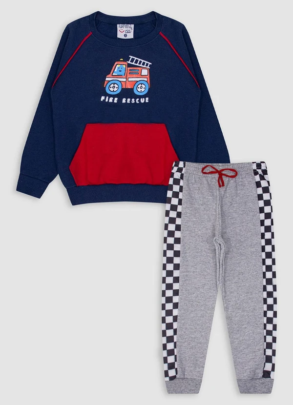 Turminha - Conjunto Moletom e Calça Moletom Menino Azul 2