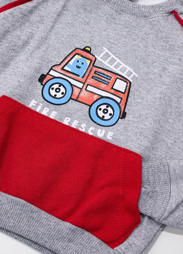 Turminha - Conjunto Moletom e Calça Moletom Menino Cinza 5