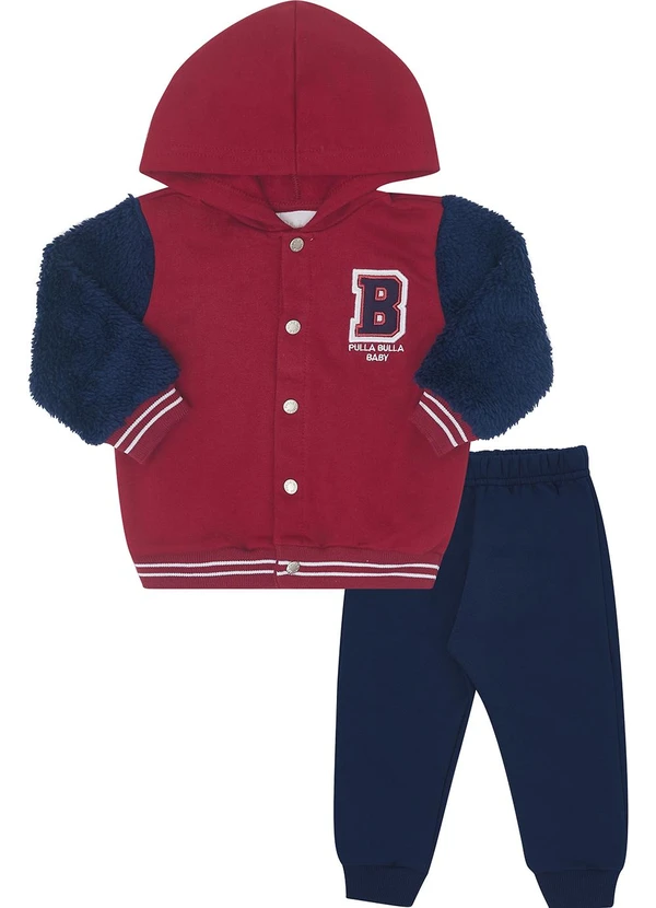 Pulla Bulla Conjunto Moletom e Pelo e Moletom Azul