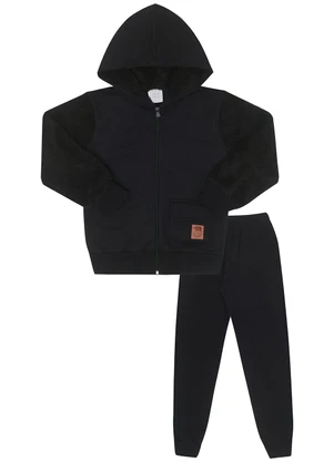 Pulla Bulla - Conjunto Moletom e Pelo Preto - PULLA BULLA