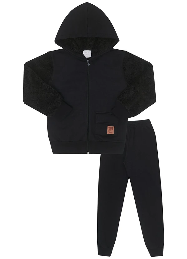 Pulla Bulla - Conjunto Moletom e Pelo Preto