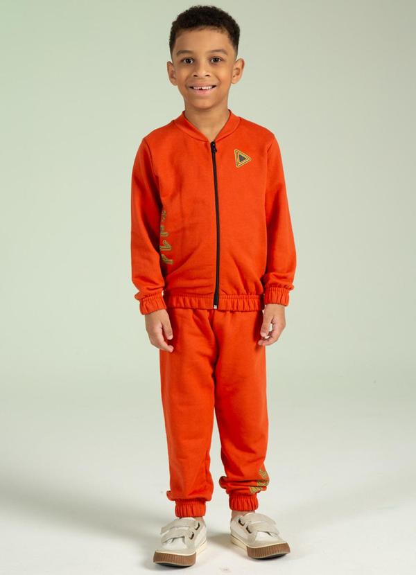 Cativa Kids - Conjunto Moletom Estampado com Relevo Laranja 1