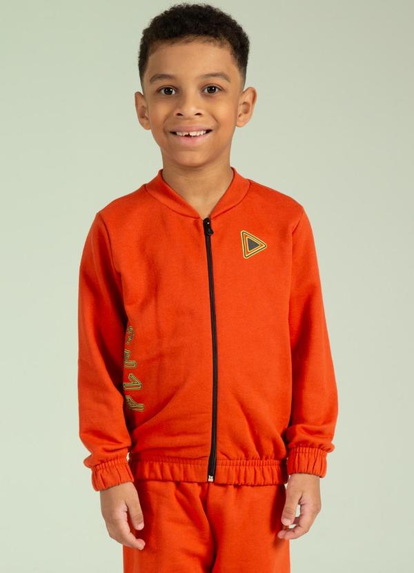 Cativa Kids - Conjunto Moletom Estampado com Relevo Laranja 2