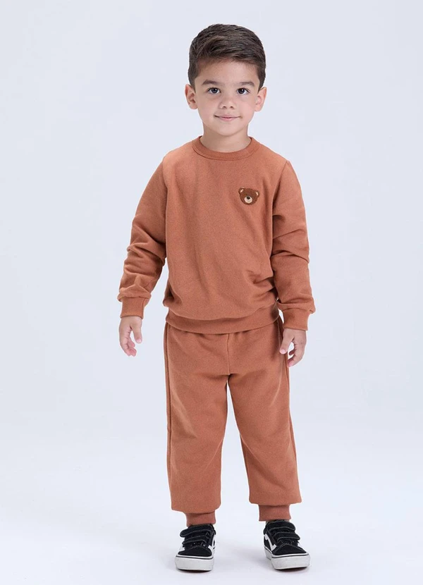 Vida Costeira - Conjunto Moletom Felpado com Urso Caramelo