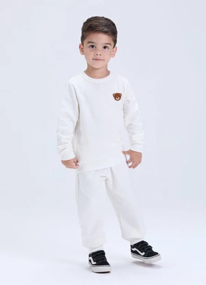 Vida Costeira - Conjunto Moletom Felpado com Urso Off White - VIDA COSTEIRA