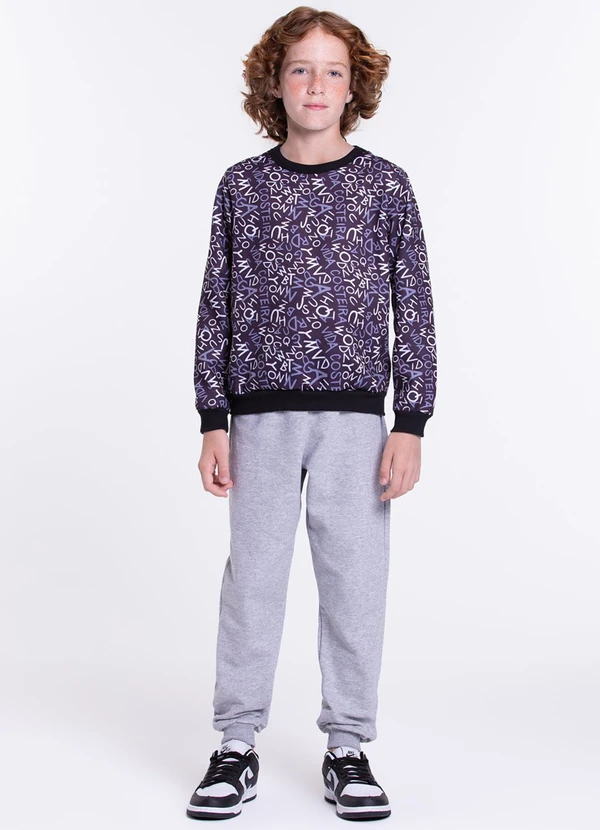 Vida Costeira - Conjunto Moletom Infantil Alfabeto Preto