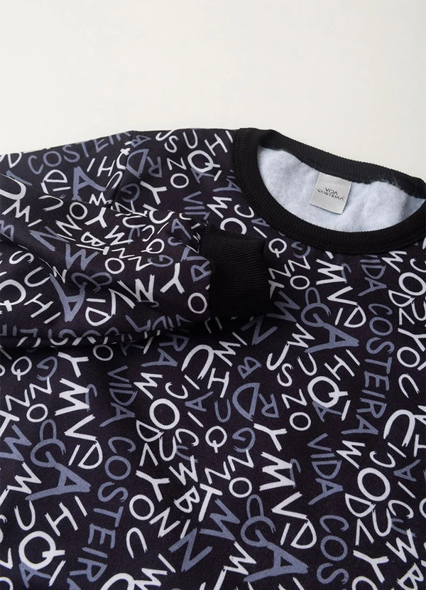 Vida Costeira - Conjunto Moletom Infantil Alfabeto Preto 3