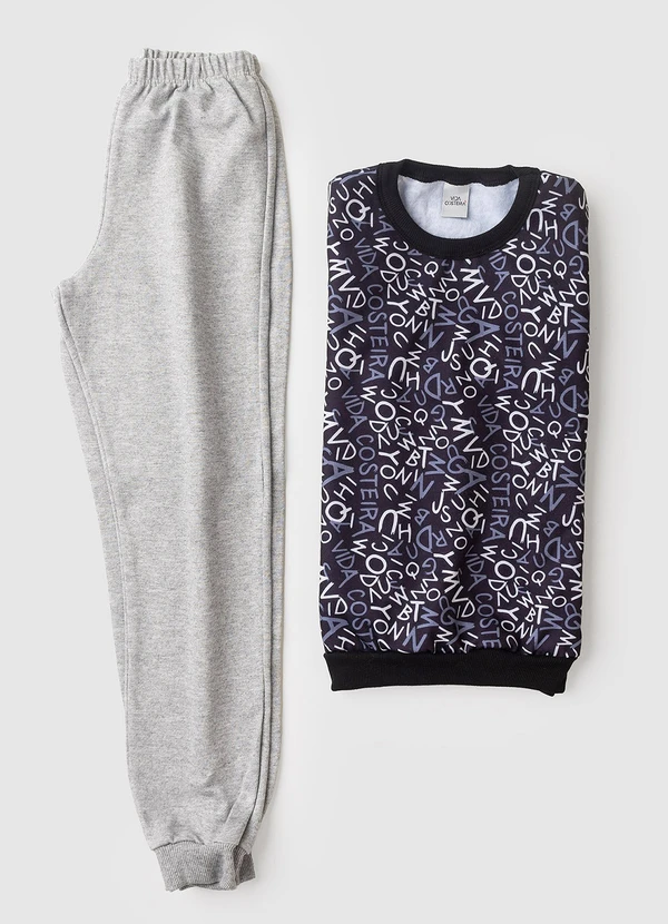 Vida Costeira - Conjunto Moletom Infantil Alfabeto Preto 5