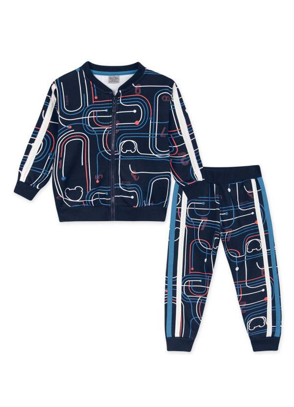 Tigor T Tigre - Conjunto Moletom Infantil Azul