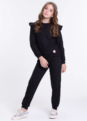 Vida Costeira - Conjunto Moletom Infantil Babadinho Preto - VIDA COSTEIRA