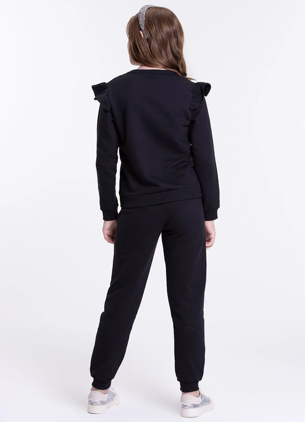 Vida Costeira - Conjunto Moletom Infantil Babadinho Preto 2