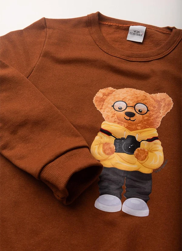 Vida Costeira - Conjunto Moletom Infantil Bolso Cargo Caramelo 3