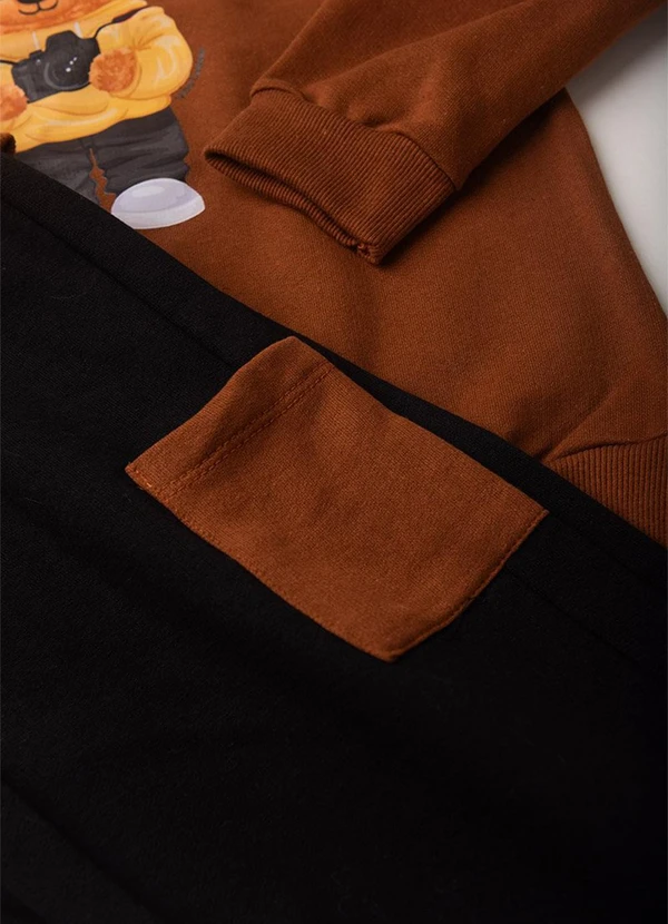 Vida Costeira - Conjunto Moletom Infantil Bolso Cargo Caramelo 4