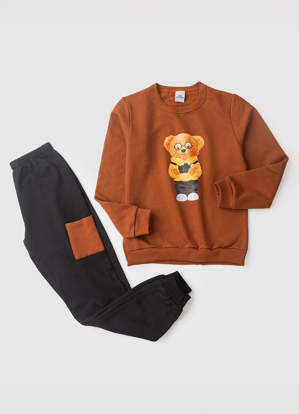 Vida Costeira - Conjunto Moletom Infantil Bolso Cargo Caramelo 5