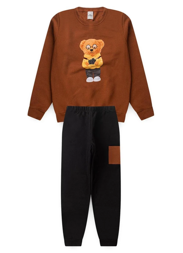 Vida Costeira - Conjunto Moletom Infantil Bolso Cargo Caramelo 6