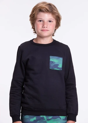 Vida Costeira - Conjunto Moletom Infantil Camuflado Preto  - VIDA COSTEIRA