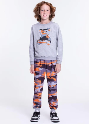 Vida Costeira - Conjunto Moletom Infantil Camuflado Urso Mescla - VIDA COSTEIRA